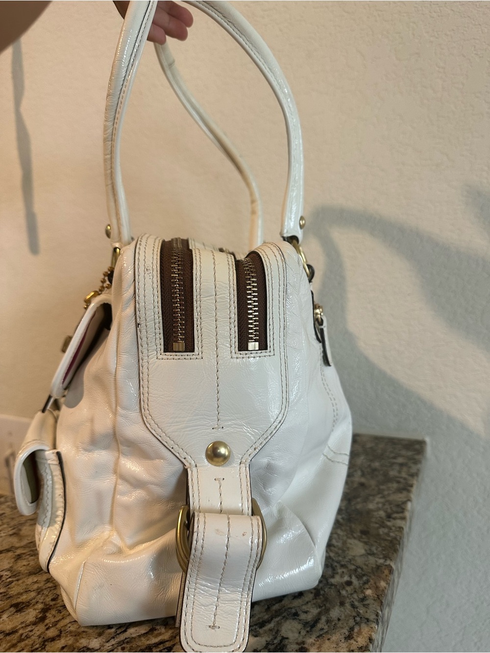 COACH Archive Limited Edition Legacy Stripe Leather Satchel Bag withe White Rare - Picture 4 of 15